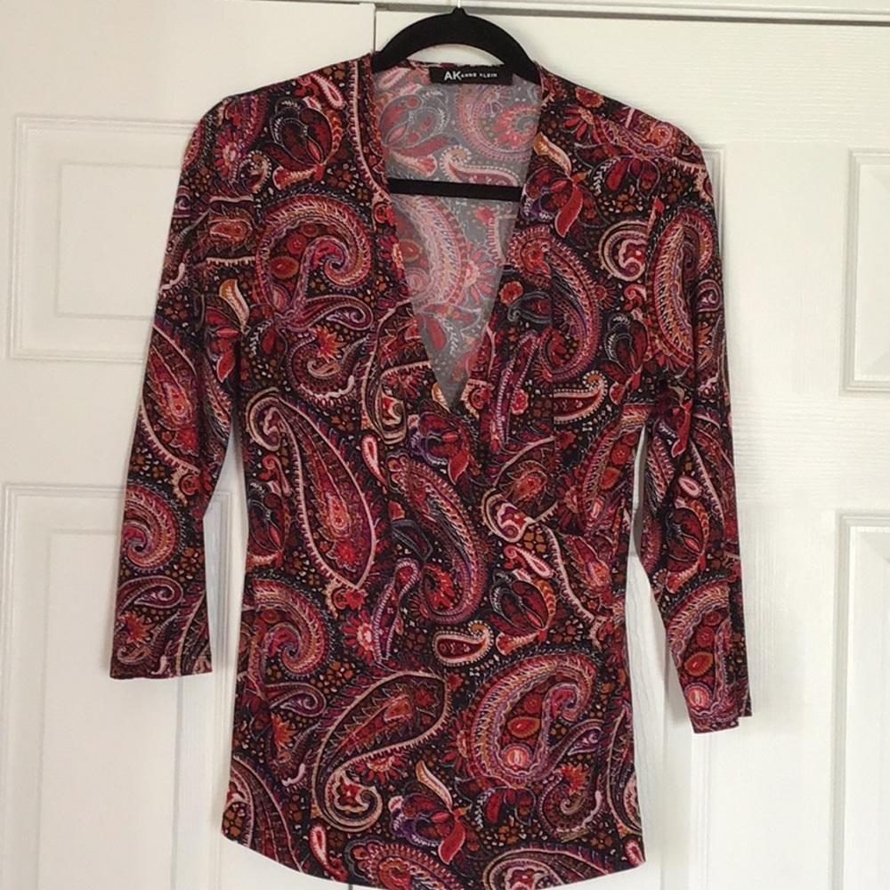 Anne Klein Paisley long sleeve blouse